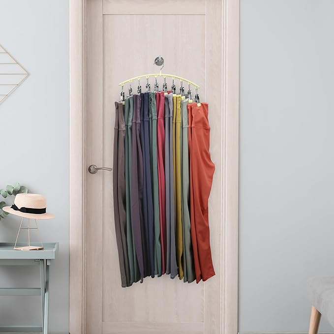 Legging Organizer for Closet, Metal Yoga Pants Hangers 2 Pack w/10 Clips Holds