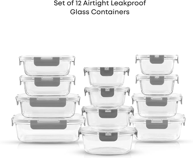 JoyJolt 24pc Borosilicate Glass Storage Containers