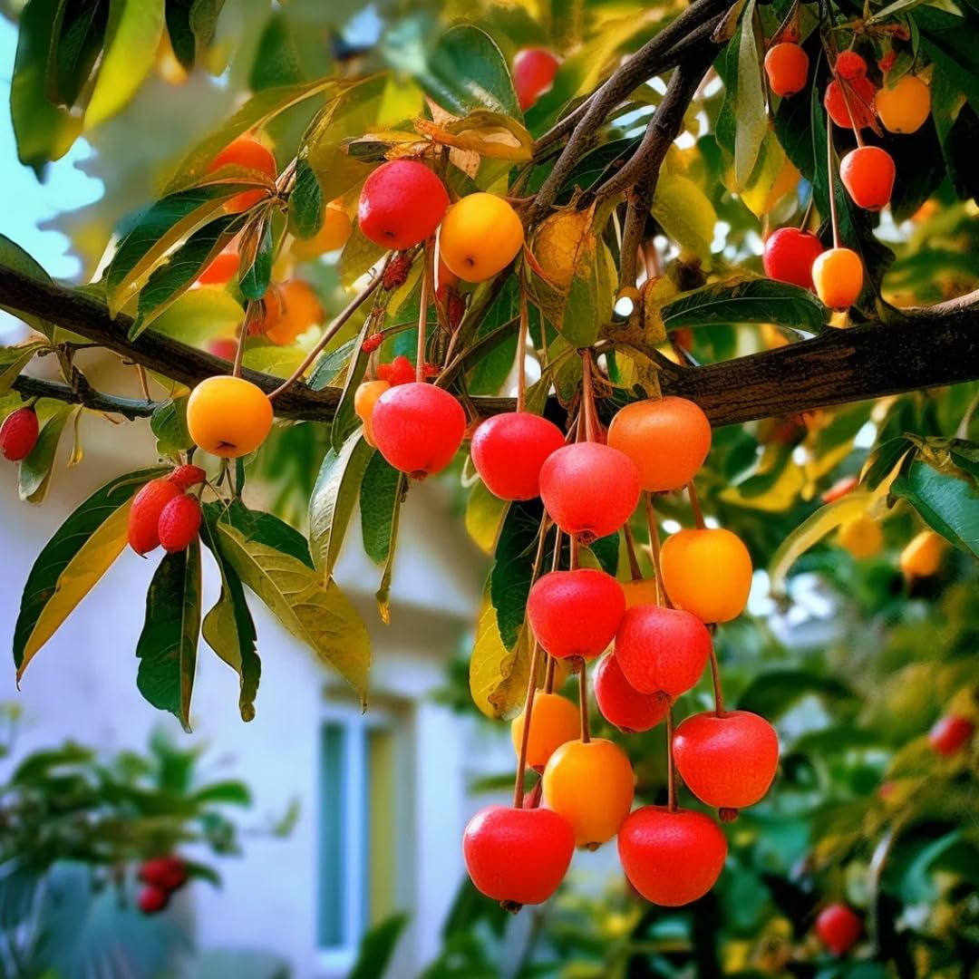 Barbados Cherry Trees Live Plant, 5-7" in Tall, Sweet Cherry Fruit Tree, Cherry Bush Live Plants, Bareroots, Cold Hardy