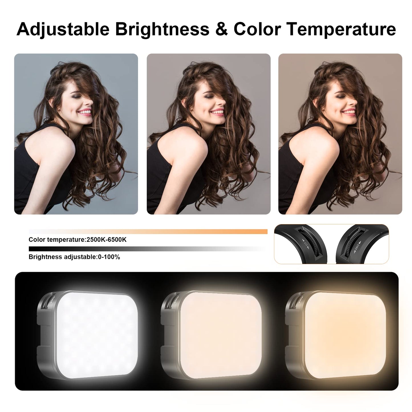 ULANZI VL100X Selfie Light, LED Video Camera Light, Portable Clip on Light Panel for Camera/Phone/Laptop/Tablet/Computer, 2000mAh, 2500-6500k Rechargeable Fill Light for Picture/TikTok/Makeup/Vlog