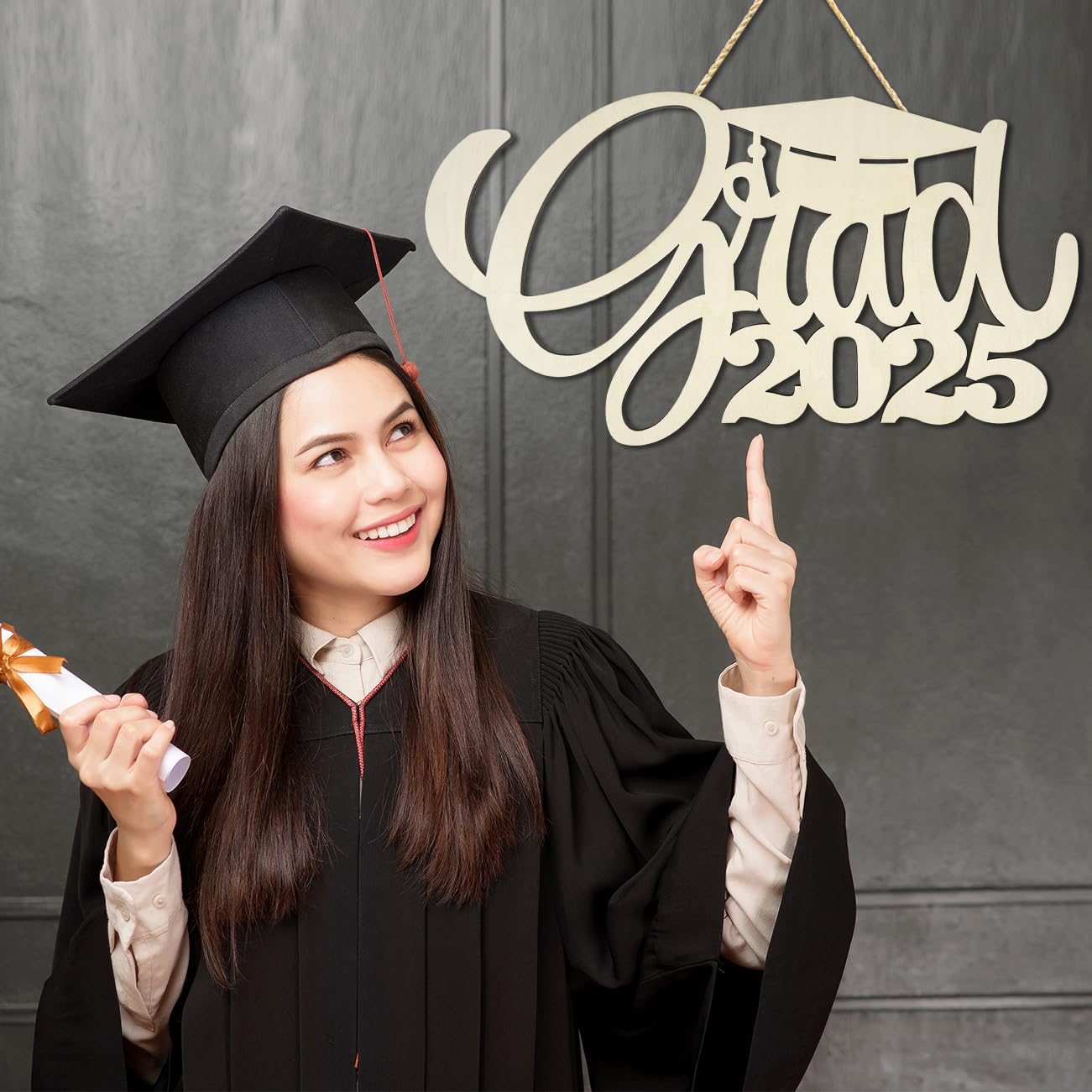 2025 Graduation Decorations Wood Cutout Grad 2025 Wooden Sign Graduation Photo Booth Props Class of 2025 Decorations Graduation Picture Props for Graduation Announcements