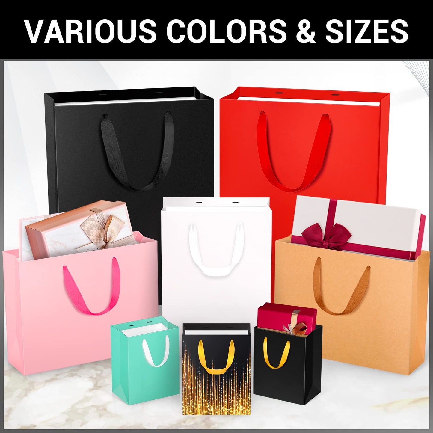 EUSOAR Small Pink Gifts Wrap Bags, 25 Pack 5.9x2.3x7.8 inches Shopping Bags with Handles Bulk, Party Favor Wrapping Bags for Wedding, Craft Grocery, Boutique, Retail, Business