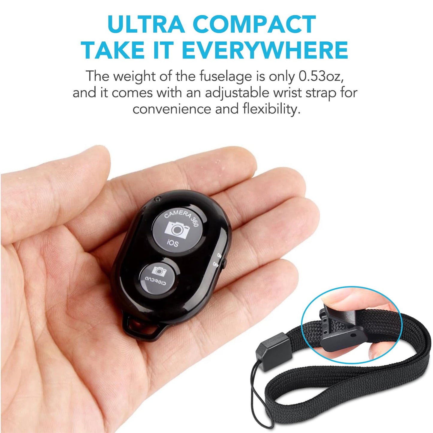 2 Pack Wireless Camera Remote Control - Wireless Remote for iPhone & Android Phones iPad iPod Tablet, Clicker for Photos & Videos, Wrist Strap Included