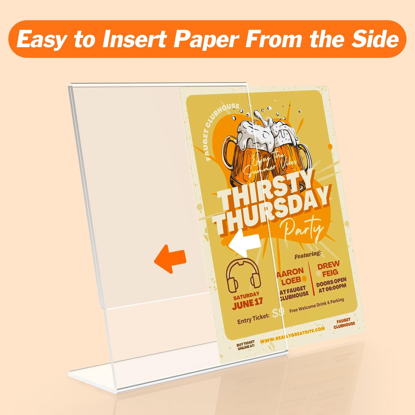 3 Pack Acrylic Sign Holder 8.5x11 Inches, Clear Display Holder, L-Shape Vertical Menu Holder Stand, Flyer Display Stand, Table Paper Holder, Plastic Sign Display Stand for Restaurants, Store, Office