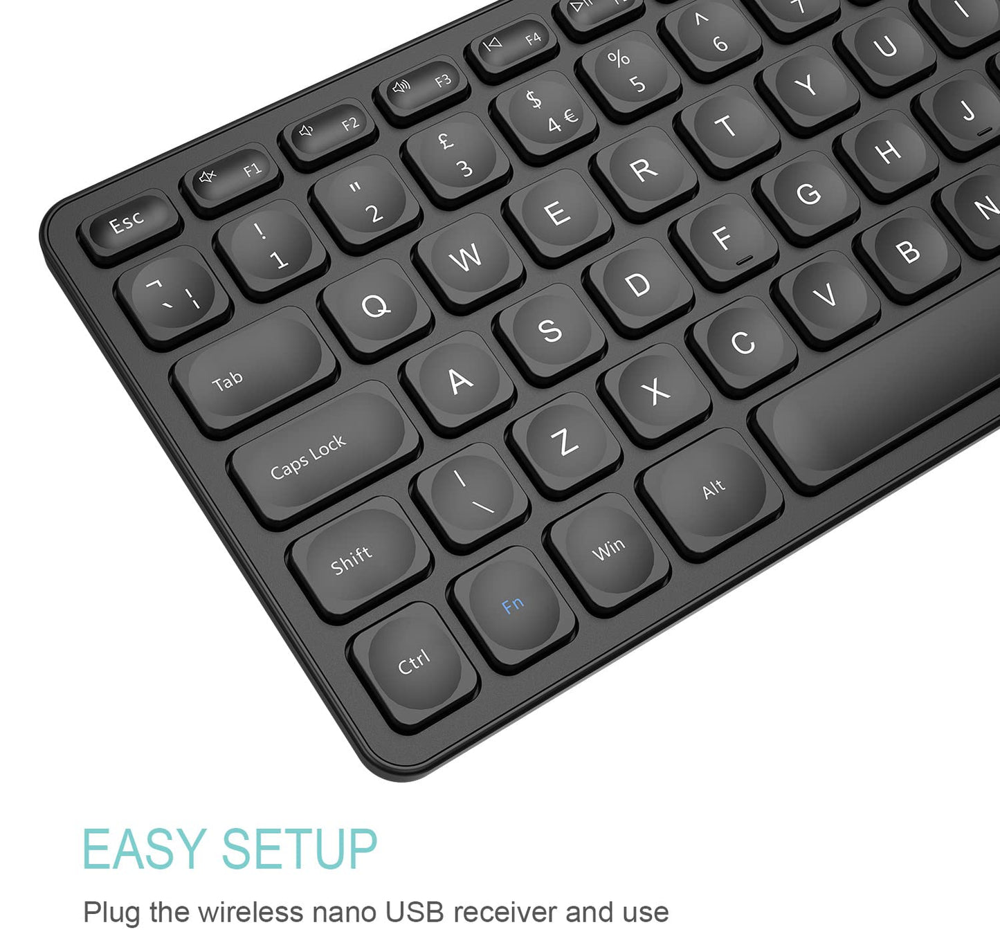 Arteck HW305-2 2.4G Wireless Keyboard Ultra Slim Full Size Keyboard with Numeric Keypad and Media Hotkey for Computer/Desktop/PC/Laptop/Surface/Smart TV and Windows 11/10 Built-in Rechargeable Battery