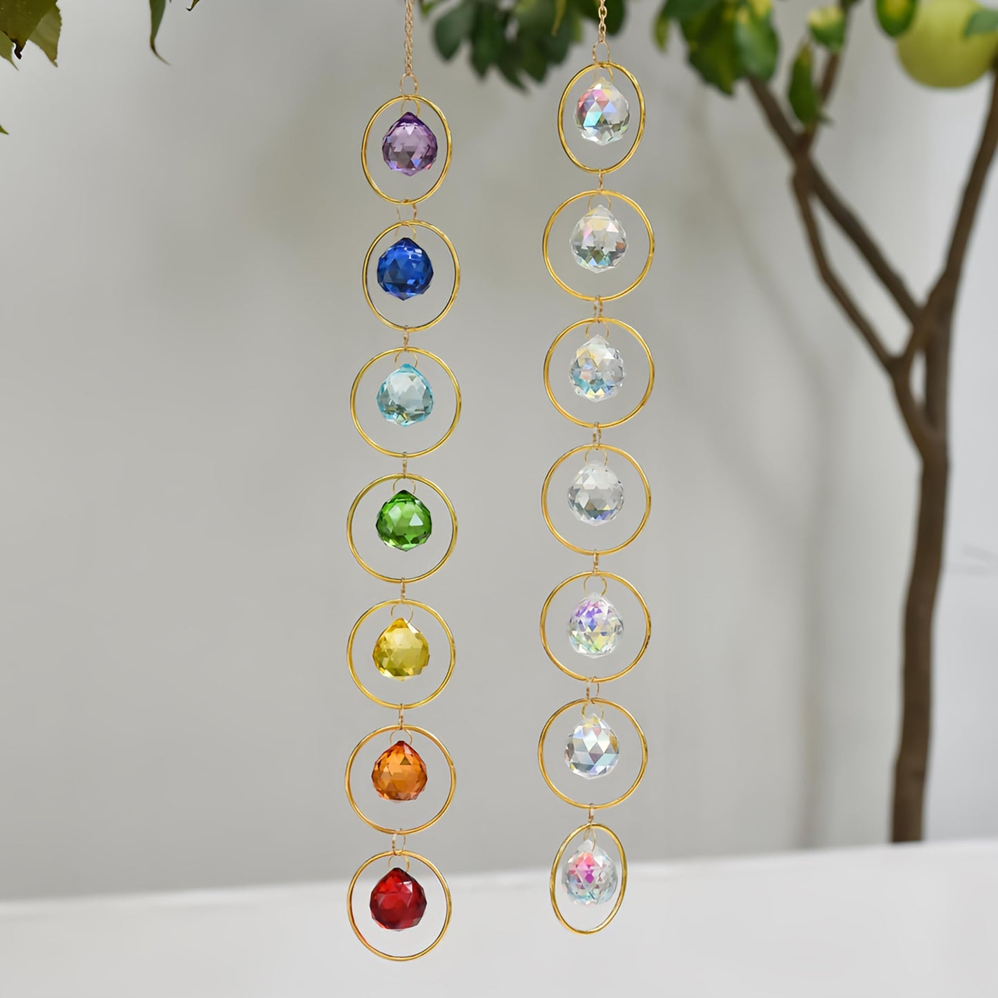 7 Chakra Crystal Suncatcher, Multi-Color, 30mm Crystal Ball Healing Decor