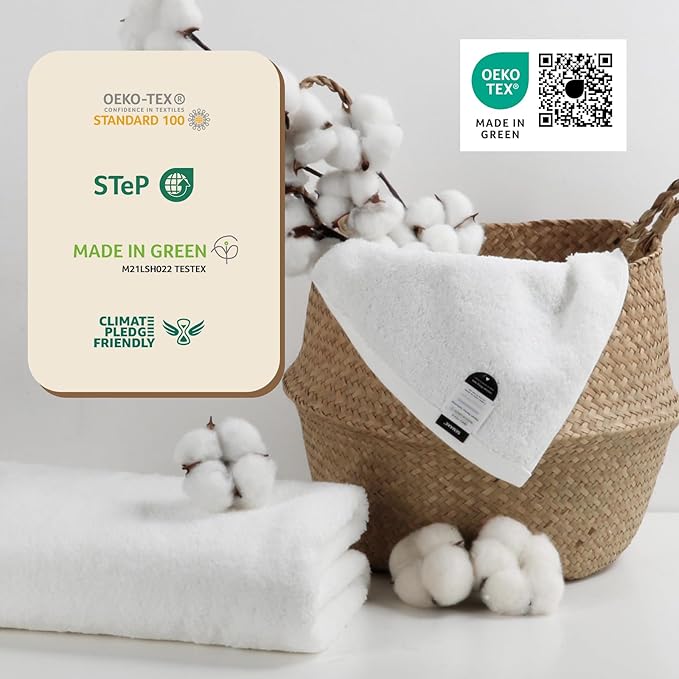 SEMAXE White Bath Towel for Bathroom, 100% Cotton Towel