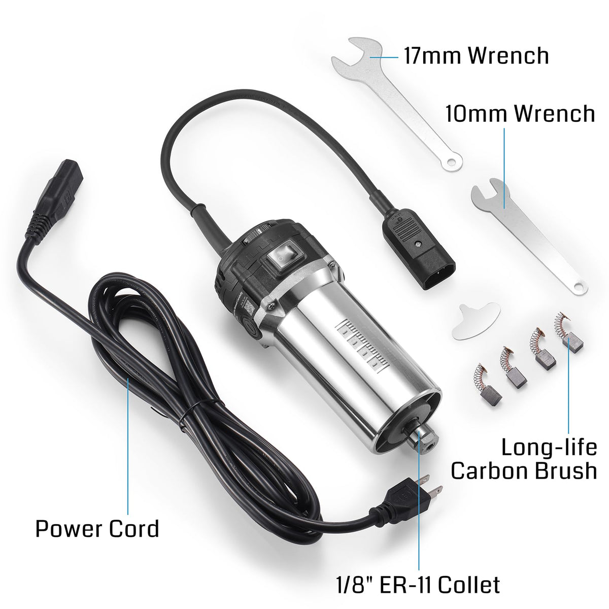 Genmitsu 710W CNC Compact Router 65mm Diameter, Spindle Motor with LCD Digital Display 6 Adjustable Speeds, 1/8” ER11 Collet, 4 Carbon Brushes, for CNC Milling Machine