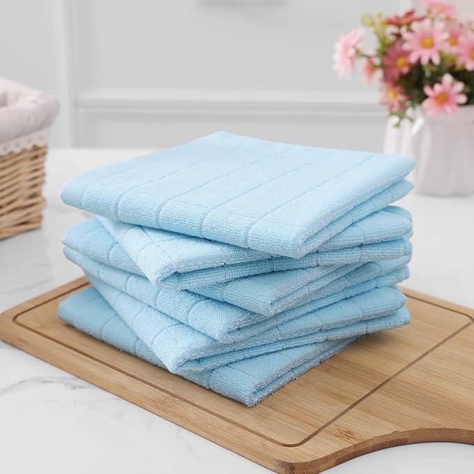 Homaxy 100% Cotton Terry Kitchen Dish Cloths, Ultra Soft and Absorbent Dish