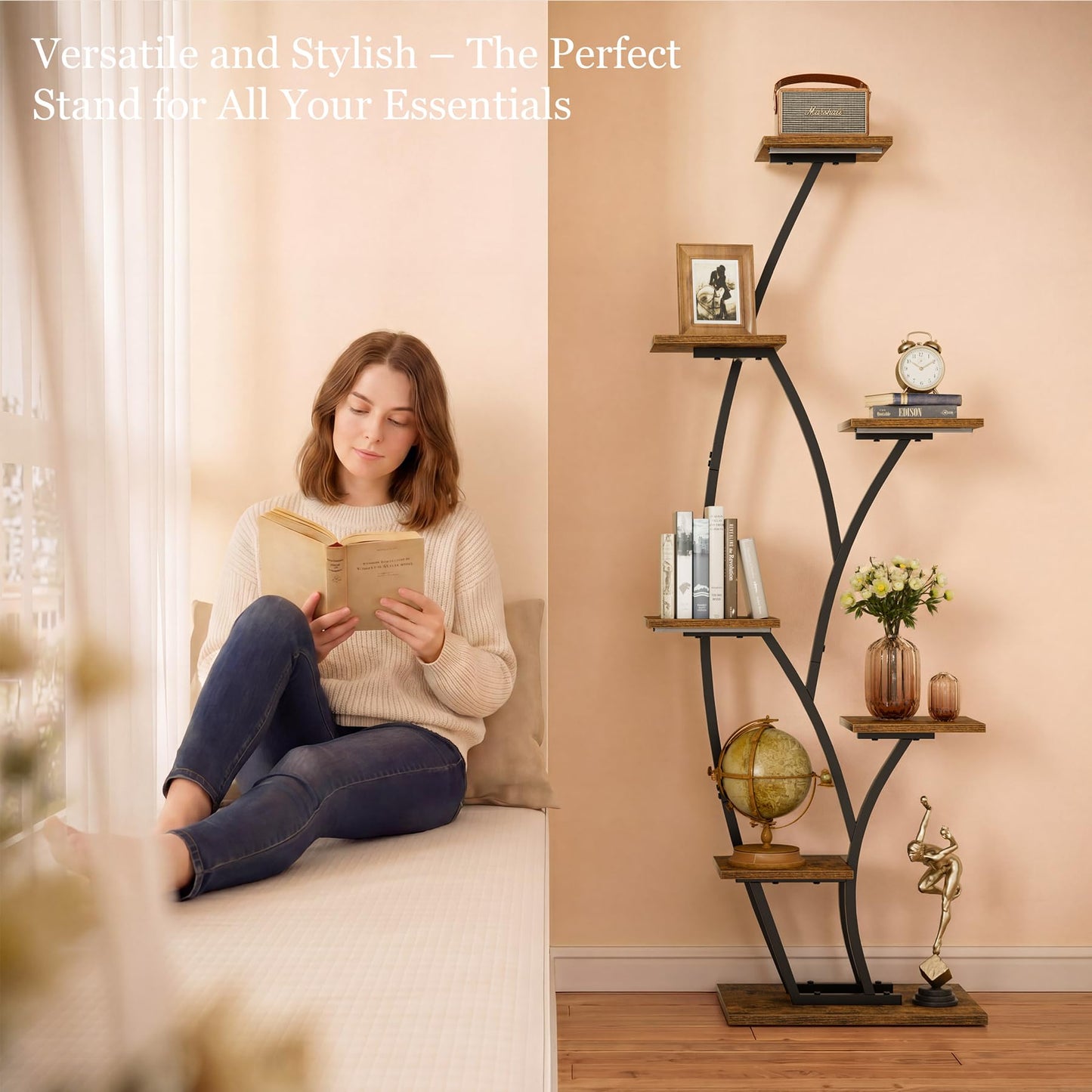Plant Stand Indoor with Grow Lights - Lighted Indoor Plant Shelf Tall, 61" 7 Tier Large Plant Stands for Indoor Growing, 2 Pack Corner Flower Shelves, Half-Moon Metal Holder for Home Living Room Black