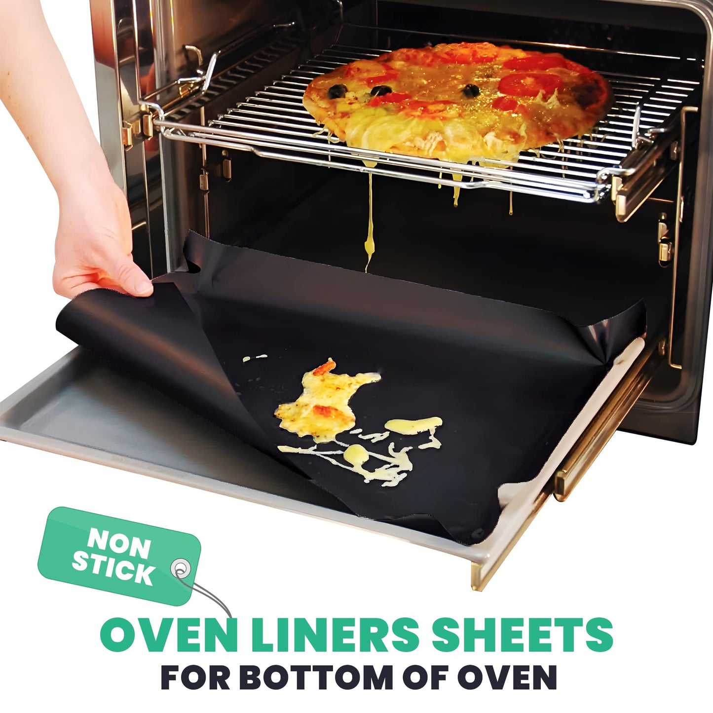 Large Heavy Duty Oven Liner (3 Pack) - Teflon Oven Liners for Bottom of Oven for Gas, Electric and Fan Assisted Ovens - Reusable Non-Stick Oven Mats for Bottom of Oven - BPA Free