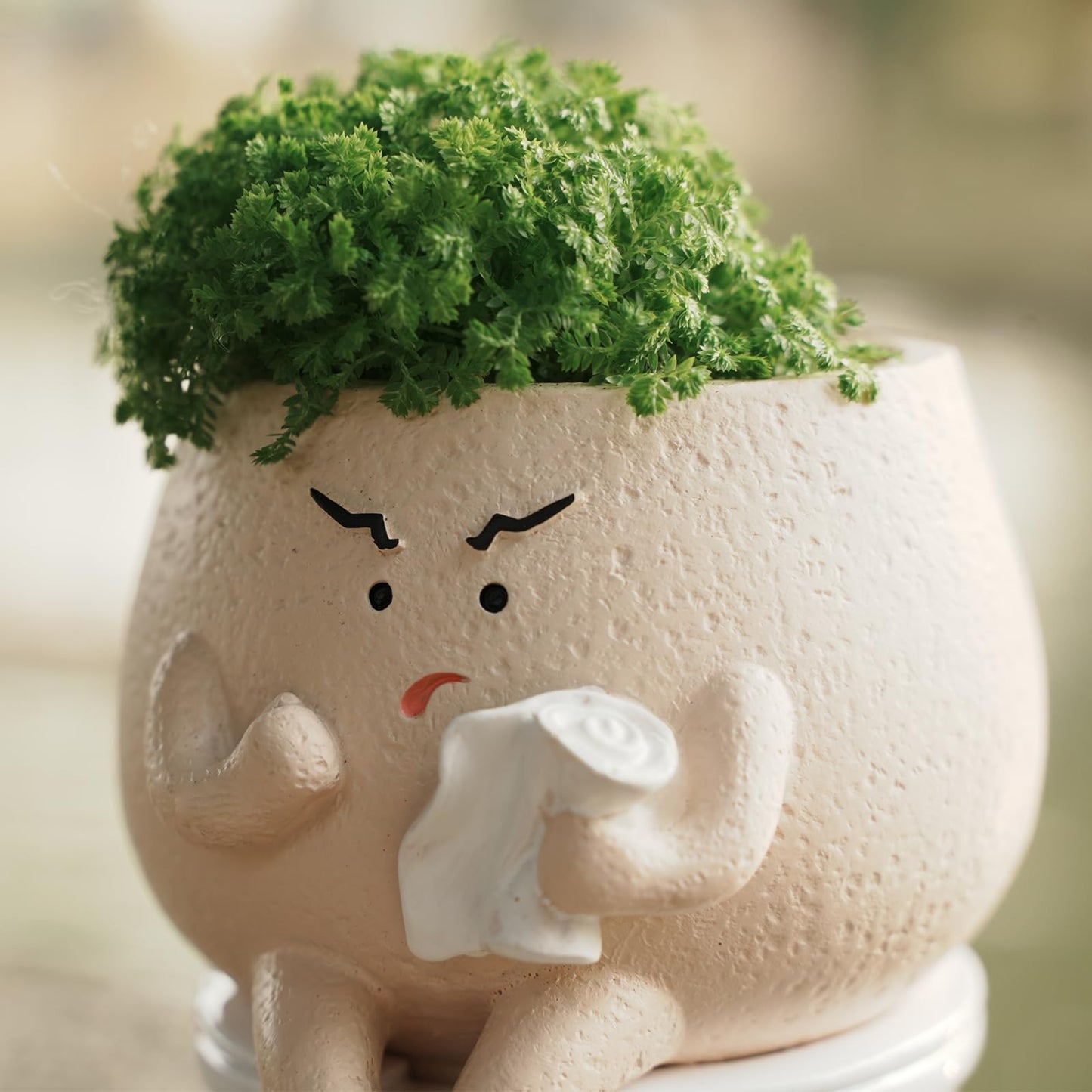 Ahilzam Face Planter Pots Funny Toilet Planters for Indoor Plants, Self Watering with Drainage Hole Cute Flower Pots, Outdoor Face Head Succulent Pot, for Plant Lovers