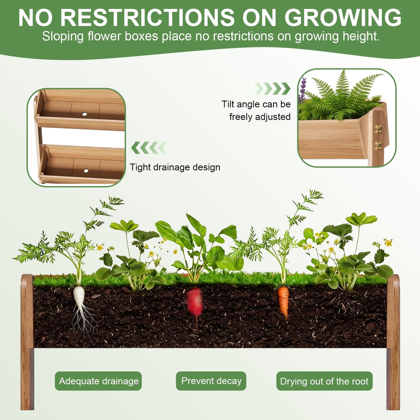 Baotree 5 Tiers Vertical Wooden Raised Garden Bed, Tiered Standing Garden Planters Outdoor, Garden Tower Wooden Planter Box for Planting Herbs Flowers Vegetables Indoor Outdoor Gardening