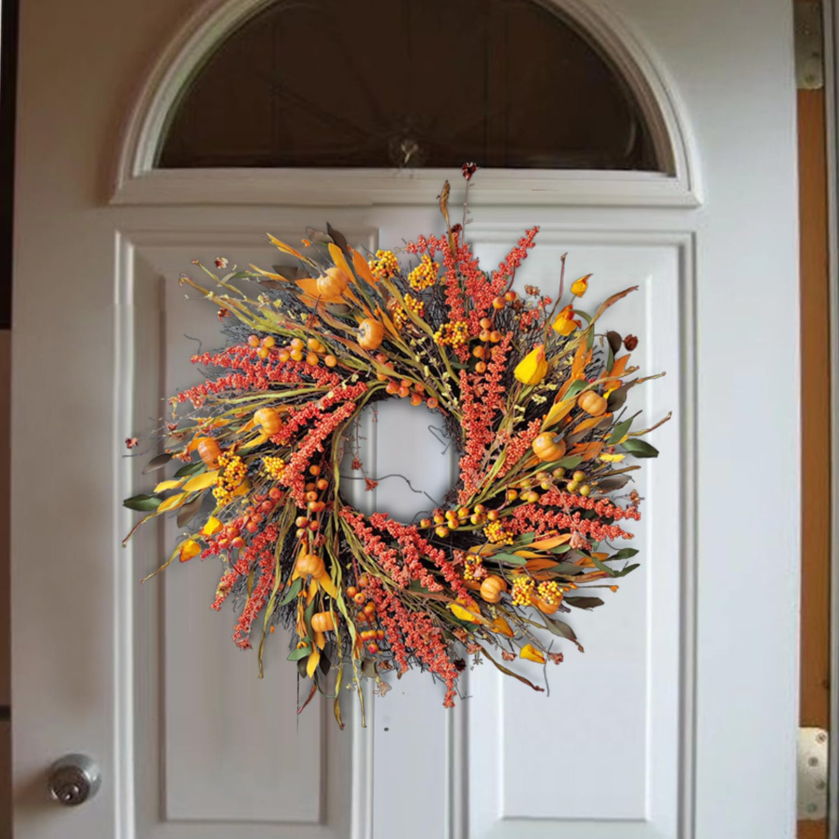 WANNA-CUL 24In Fall Harvest Wreath for Front Door Autumn Thanksgiving Decor