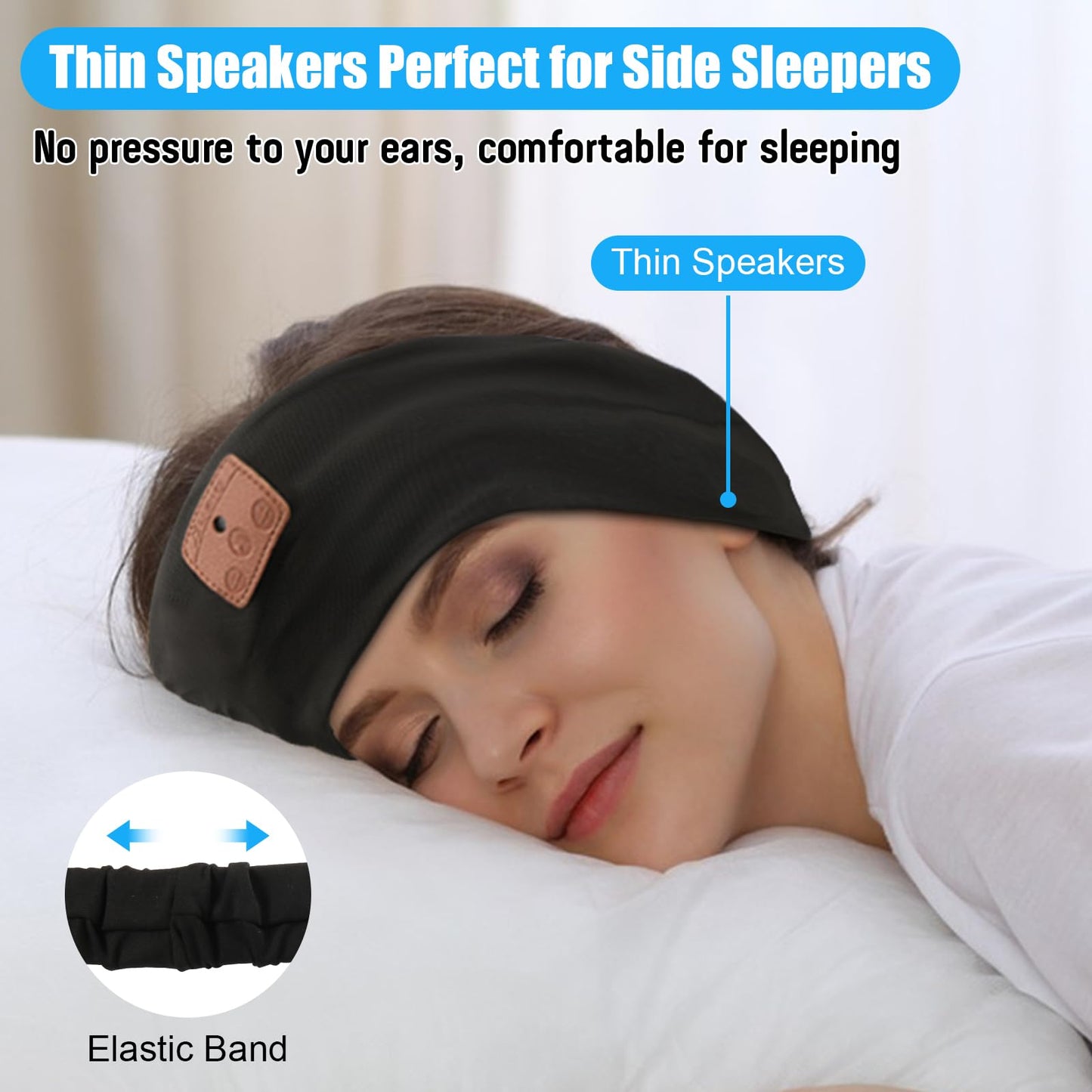2-Pack Sleeping Headphones Wireless Bluetooth 5.4, Headband Headphones with Ultra-Thin Speakers, Bluetooth Headband for Side Sleepers, Running, Workout, Insomniac, Travel, Meditation(Black&Grey)