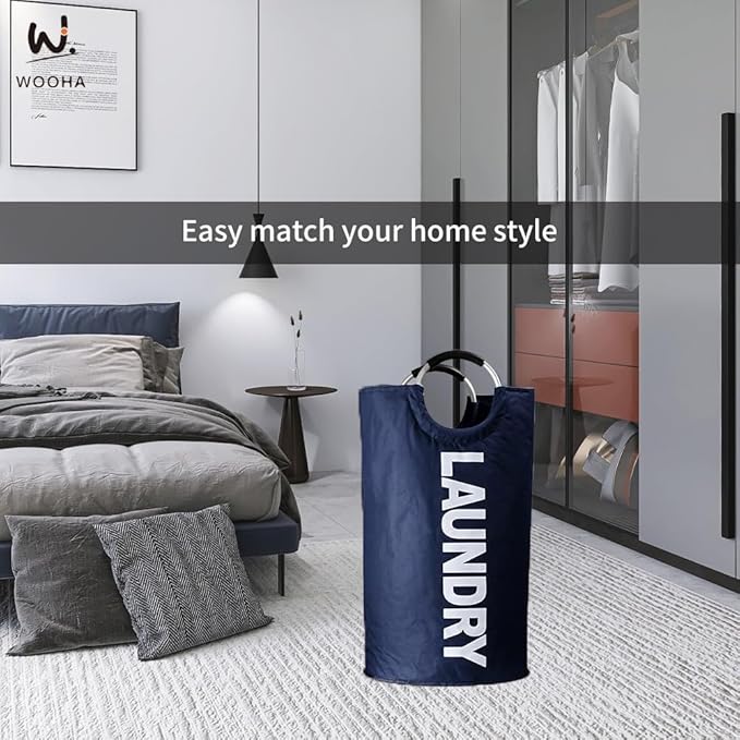 WOOHA 125L Large laundry basket, Collapsible laundry hamper, Tall Clothes