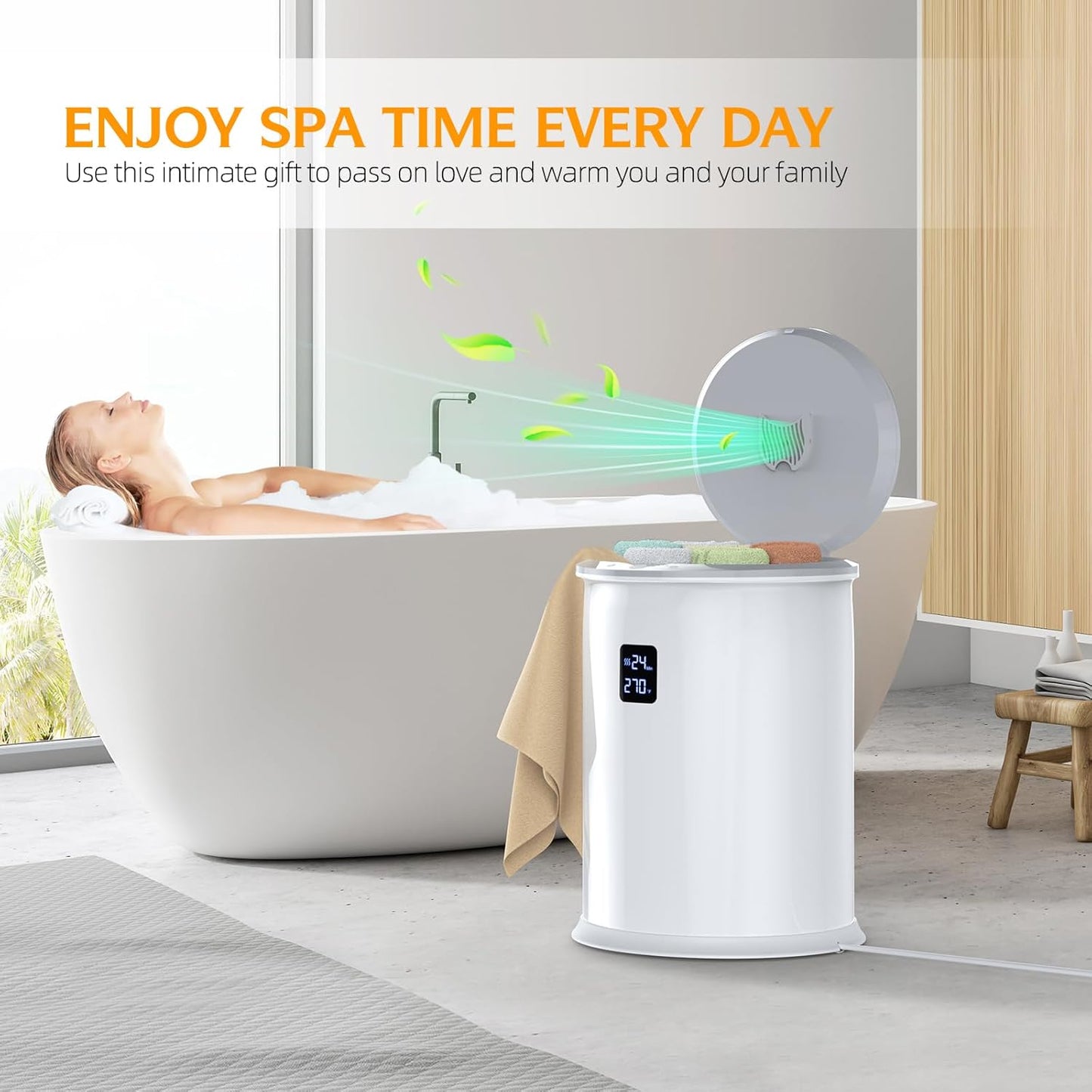 Large Towel Warmer for Bathroom, Luxury Hot Towel Warmer with Timer, LED Display Time and Temperature, Insulation Effect Up to 150 Minutes, Delay Time Up to 24 Hours, Best Ideals (White)