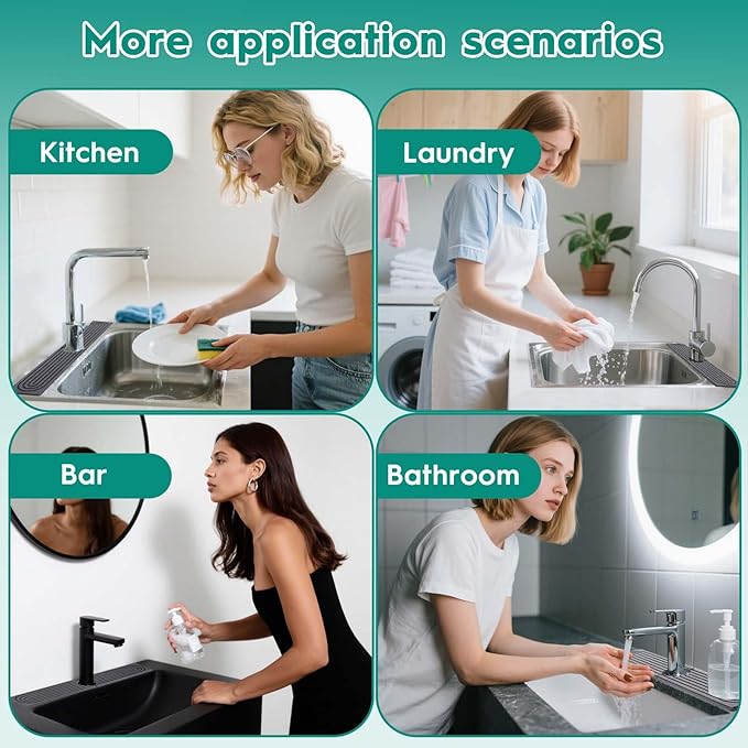 24 Inch Stone Faucet Mat for Kitchen Sink, Kitchen Sink Splash Guard-Water