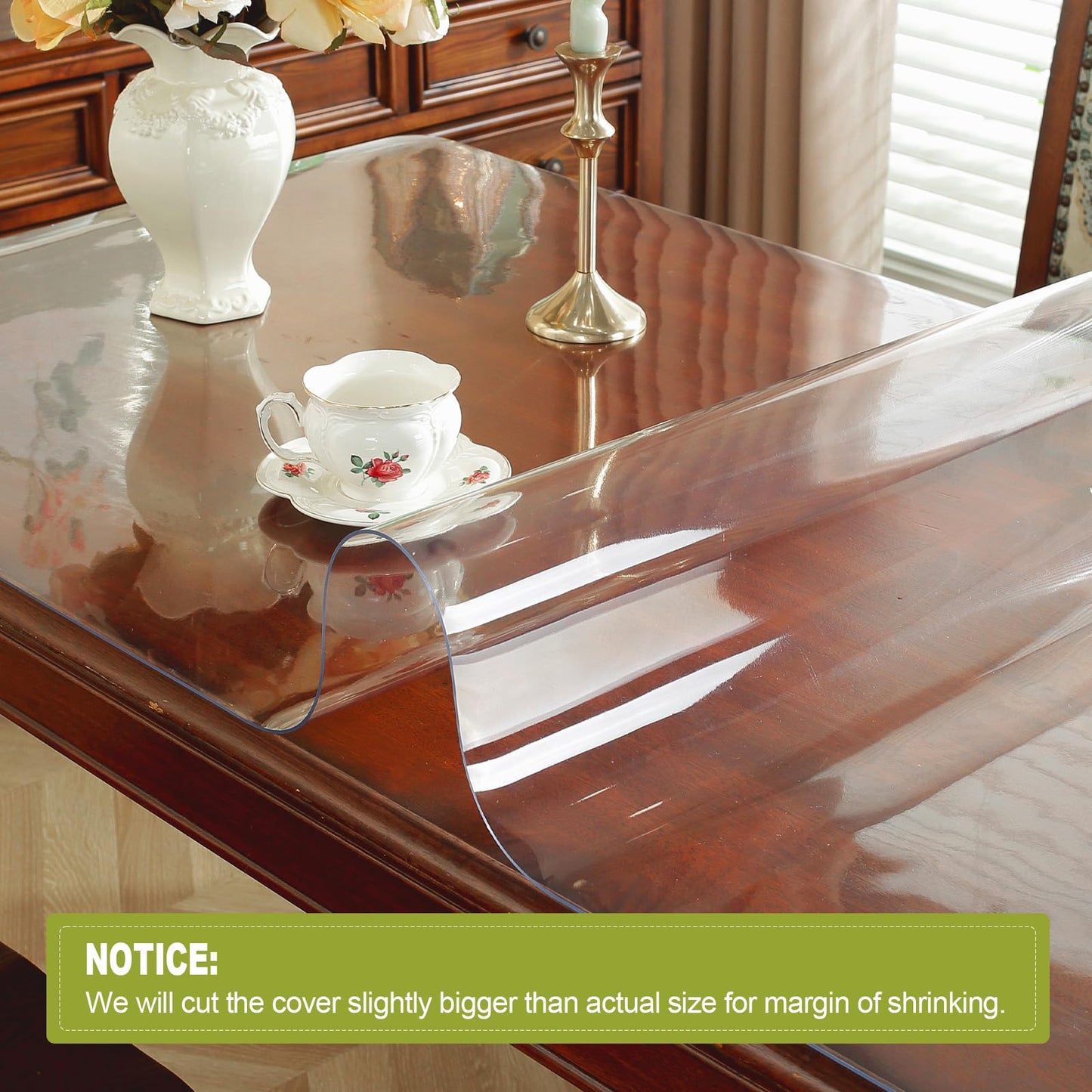 OstepDecor Clear Table Protector 2mm Thick, 24 x 48 Inch Clear Table Cover Protector, Plastic Table Cover, Desk Protector Mat, Waterproof Desk Cover Pad for Coffee Table, Writing Desk, Dining Room
