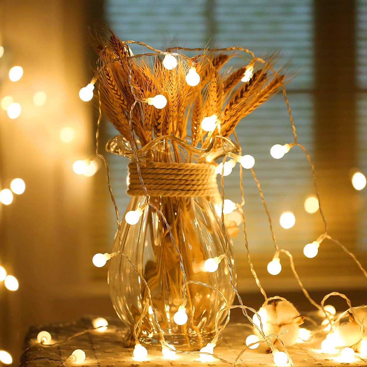 Fulighture Fairy Lights, 2 Lighting Modes, 16ft 40LEDs Ball IP65 Globe String Light Battery Operated, Decoraction for Indoor Lighting, Bedroom, Wedding, Party, Christmas, Tree (Warm White)