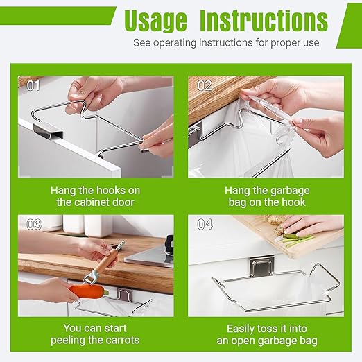 Trash Bag Holder, Stainless Steel Garbage Bag Holder Portable Under Sink Bag