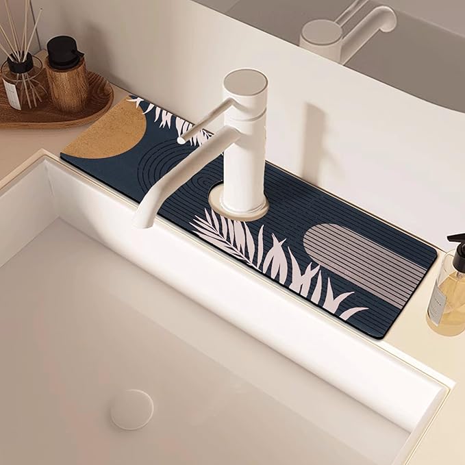 Sink Faucet Absorbing Mat, 2 Pack Drying Mat Around Faucet Sink Splash Guard