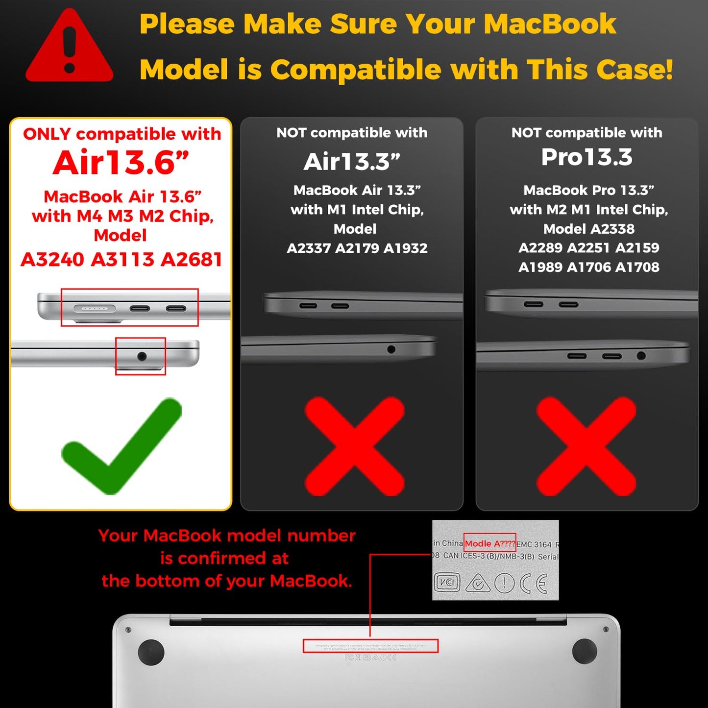 EooCoo Compatible with MacBook Air 13 inch Case M4 A3240 M3 A3113 M2 A2681, 2025 2024 2022 with Touch ID, Mac 13.6 Anti-scratch Plastic Hard Shell + Keyboard Cover + Polishing Cloth - Crystal Clear