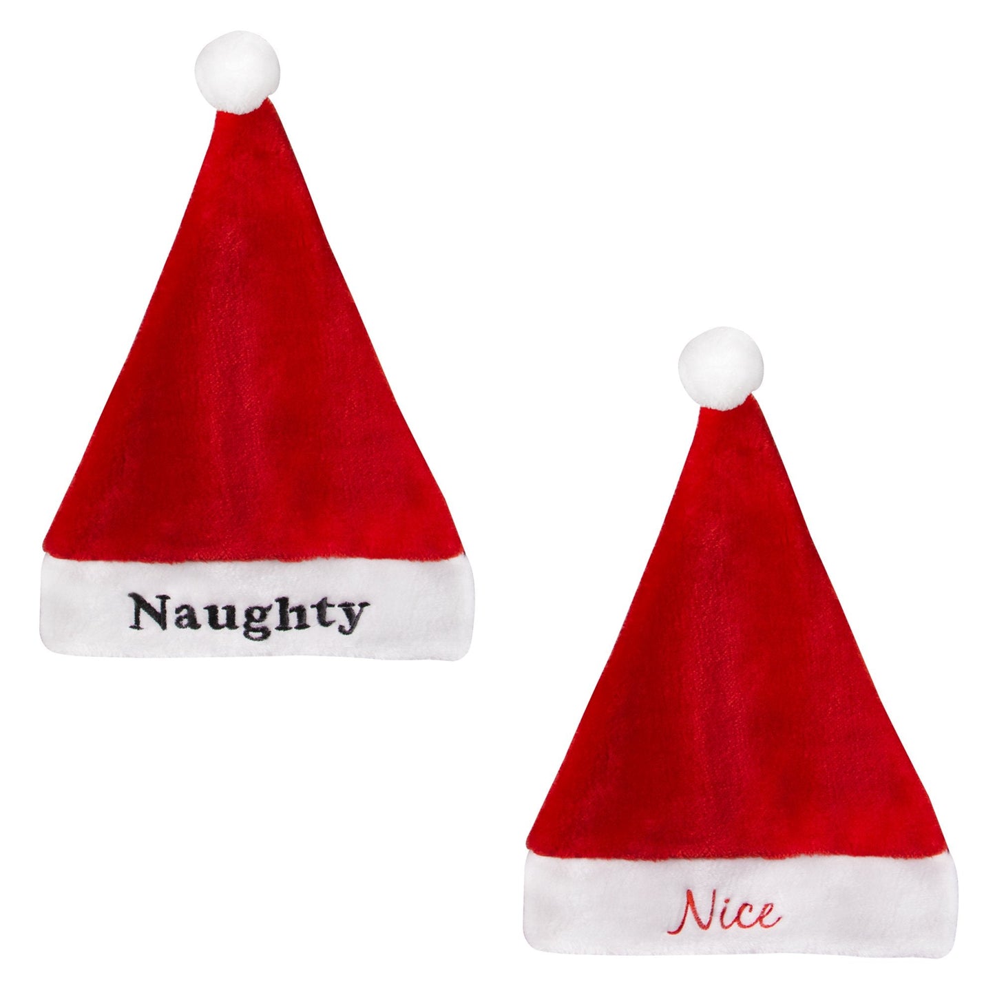 Windy City Novelties Christmas Santa Claus Plush Hat (2, Naughty & Nice, one size fits most)