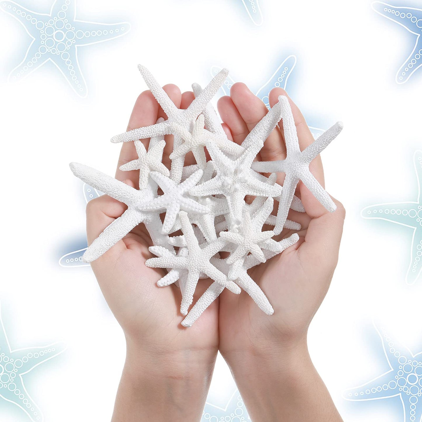 21 Pieces Starfish Ornament Sets Starfish Decor Fish Net Sea Wall Decor Fishnet Nautical Decoration for Crafts Beach Wedding Mermaid Party Under The Sea Party Decorations(White)