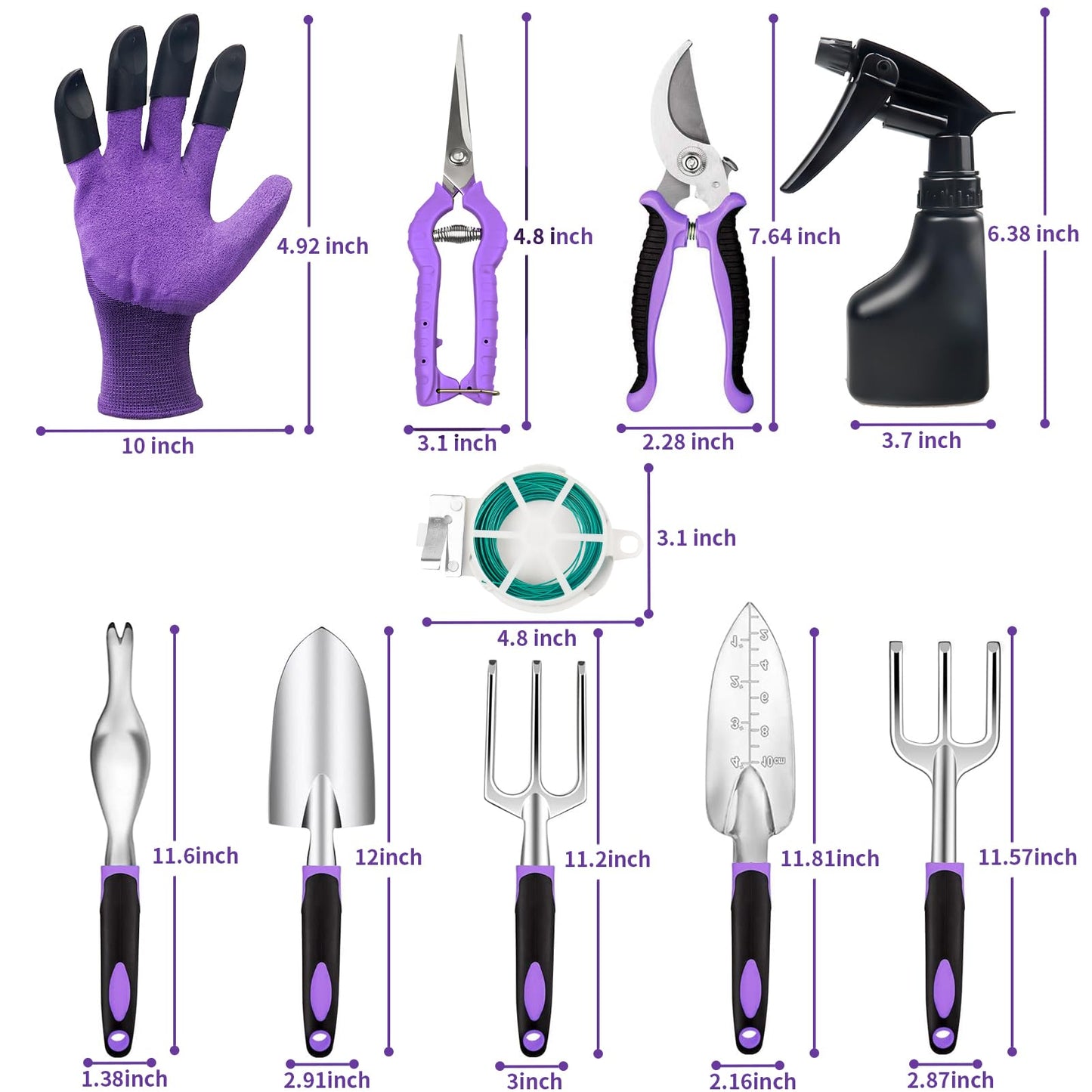 COVACURE Gardening Hand Tool Gift Kit Gardening Gifts for Women & Men 11 Piece Heavy Duty Garden Tool Sets Garden Tools Bag for Women & Men Easy Storage