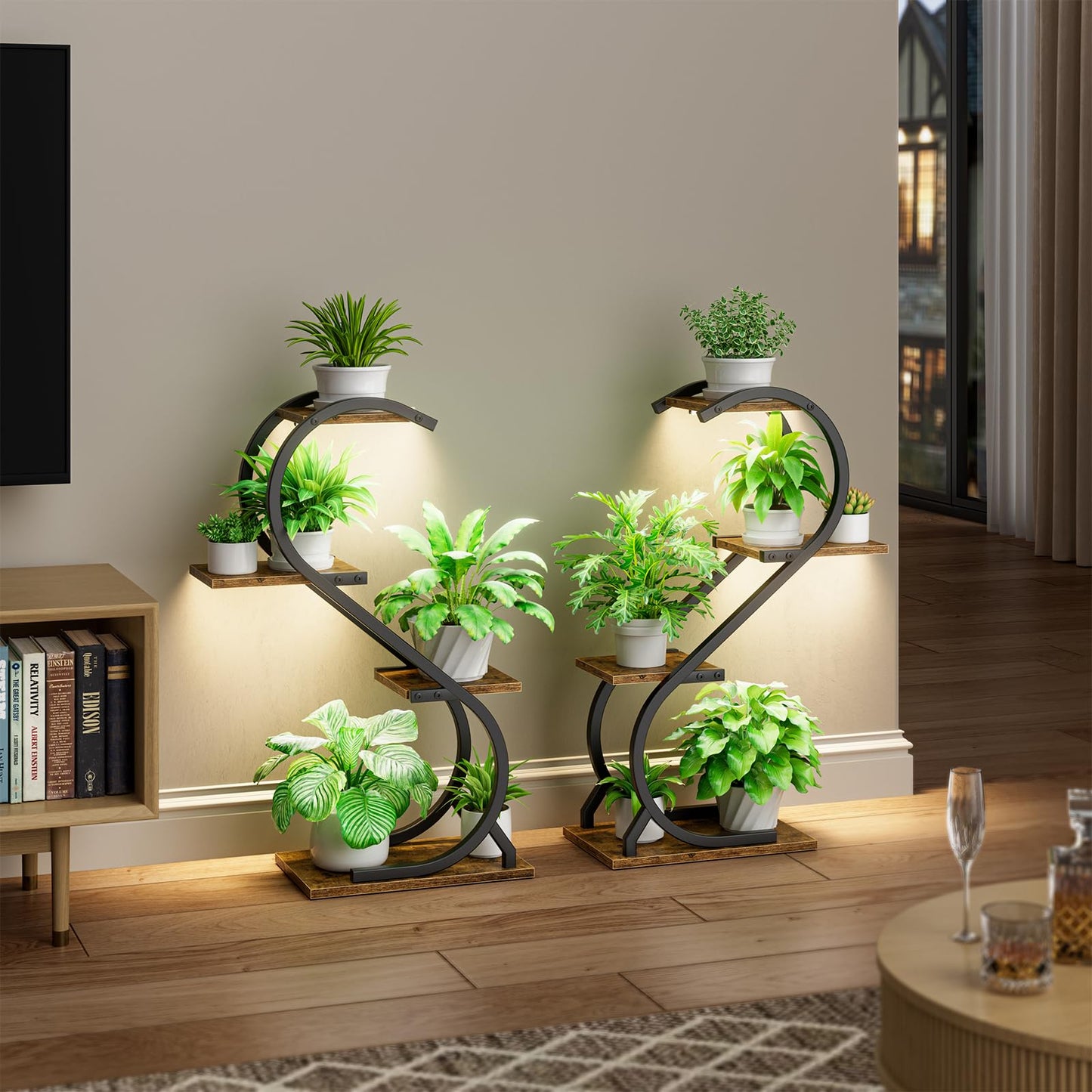 LATIBELL Plant Stand Indoor with Grow Light, 4 Tiered Metal Plant Shelf indoor, 29'' Plant Stands for Indoor Plants Multiple, Flower Stands for Indoor Plants Living Room, Patio, Balcony (2 Pack)