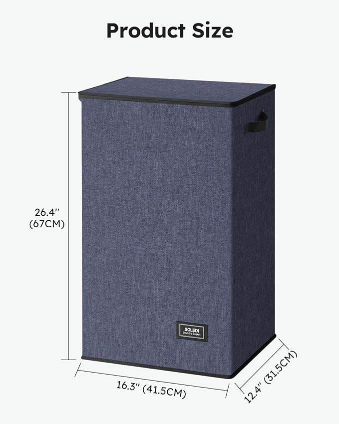 SOLEDI Laundry Hamper with Lid 90L Large & Tall Collapsible Laundry Basket