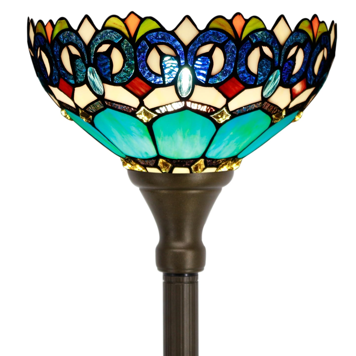 ZJART Tiffany Floor Lamp Stained Glass 12X12X67 Inch Blue Jewelry Baroque