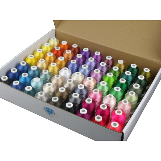 Simthread 63 Colors Polyester Compatible with Brother Embroidery Machine Thread Kit 40 Weight Compatible with Brother Babylock Janome Singer Pfaff Husqvarna Bernina Embroidery Sewing Machines 550Y