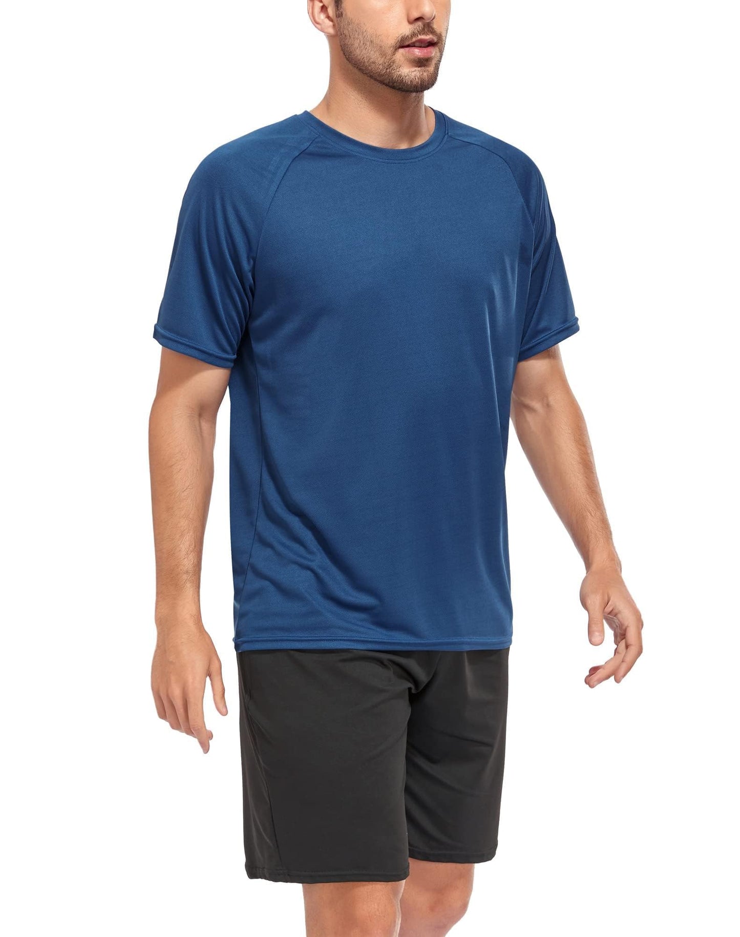 Kinglaman Mesh Workout Shirts for Men Dry Fit Gym Shirts Quick Dry Athletic Short Sleeve Sports T-Shirt Moisture Wicking 1 Black 1 Gray 1 White 1 Blue 1 Green Small
