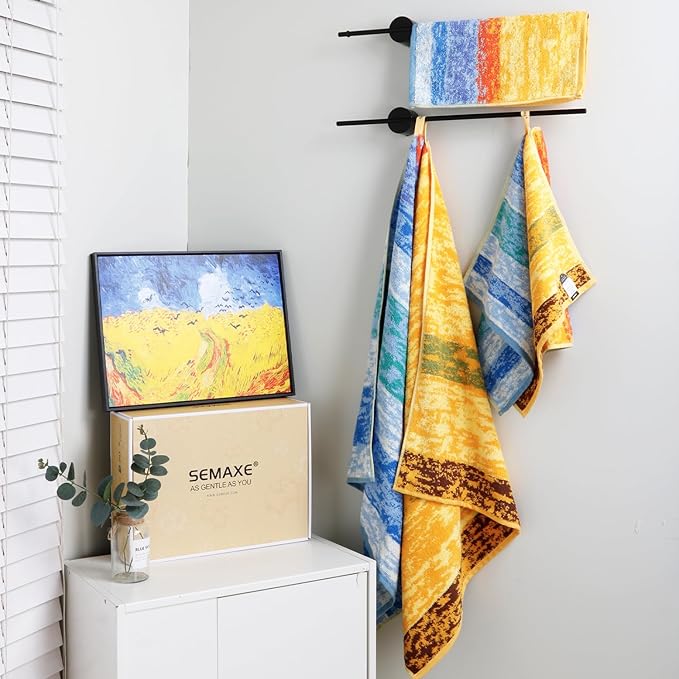 SEMAXE Colorful Bath Towel Set, 100% Cotton Bathroom Towels