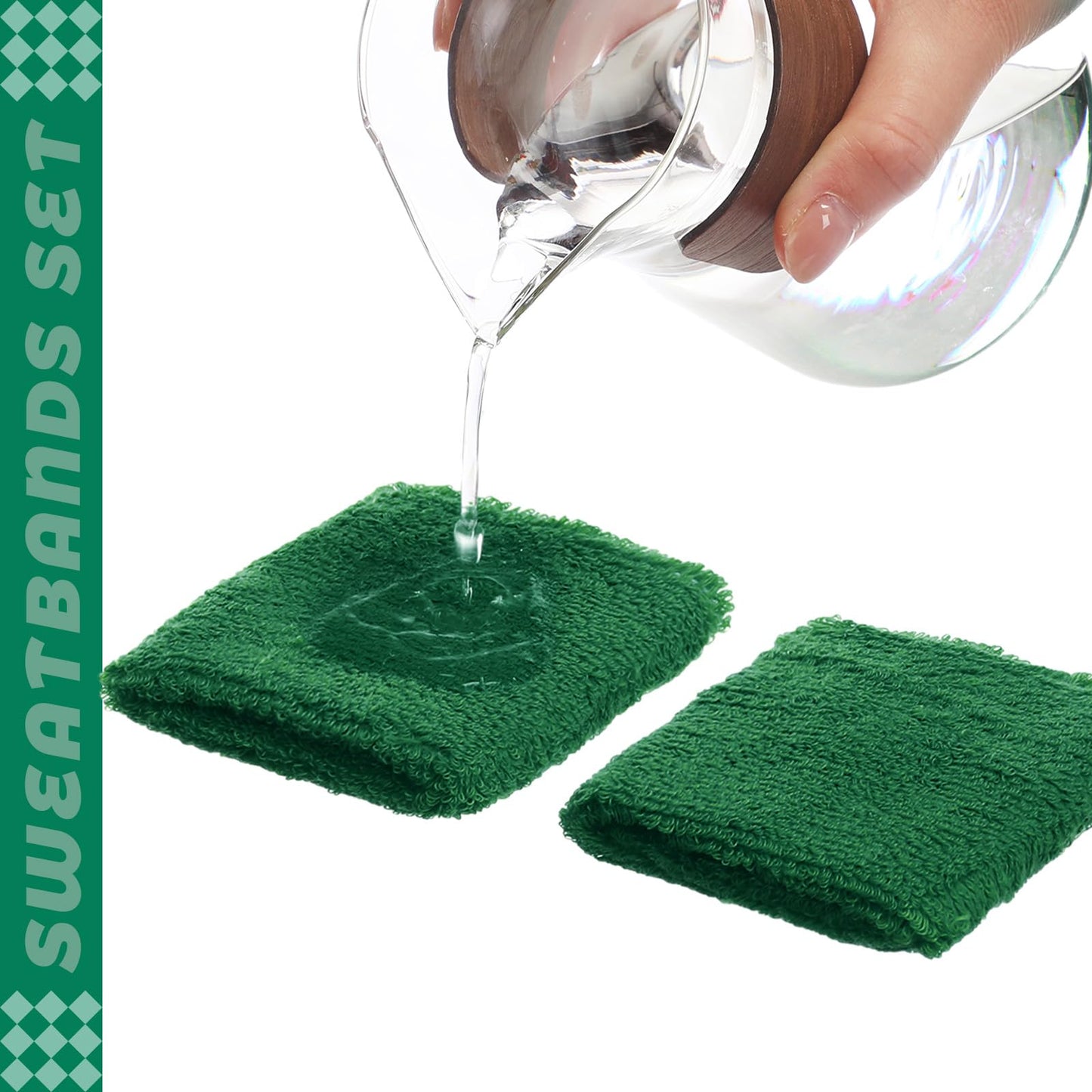 Bememo 24 Pcs Wrist Sweatbands Bulk Sports Wrist Bands for Men Women Breathable Athletic Tennis Wristbands Stretchy Absorbent Cotton Terry for Basketball, Baseball, Gym, Working Out(Dark Green)