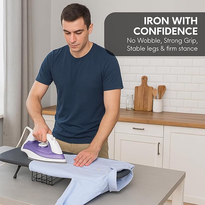 Ironing Board with Cover and Pad – Small Folding Board, Compact Tabletop