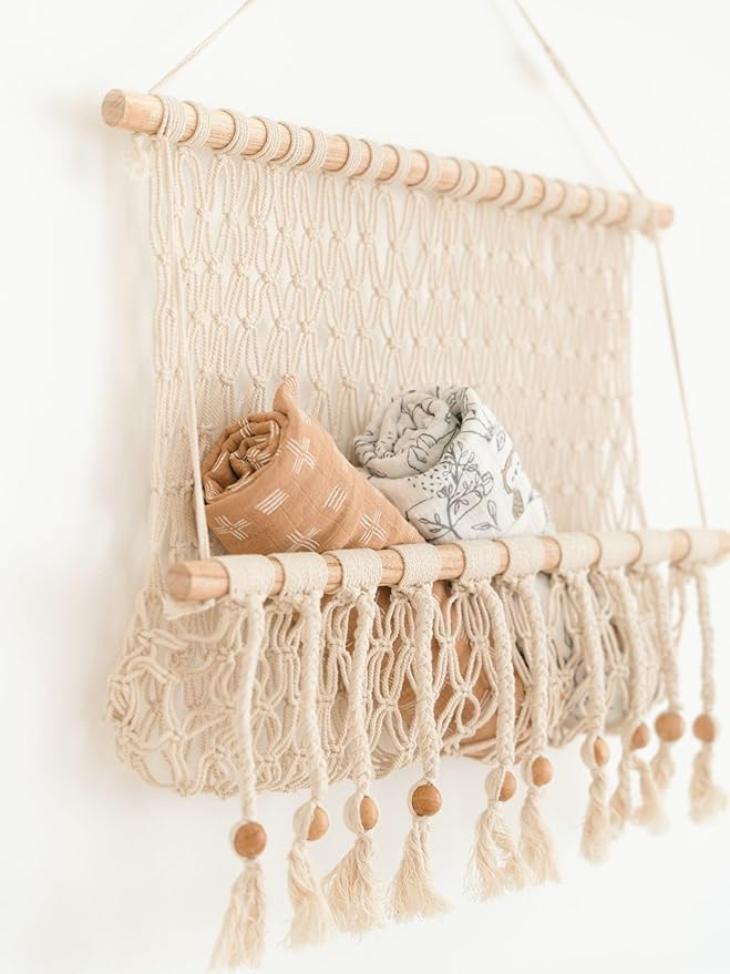 Crane Baby Macrame Hanging Storage Bin