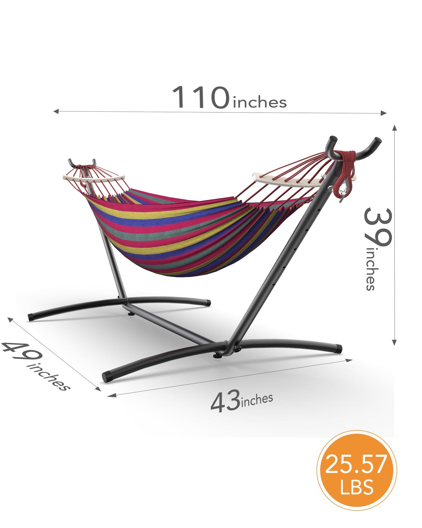 EveryFun Double Hammock with Heavy-Duty Steel Stand,Portable,Easy Assembly,600lbs Weight Capacity,Suit for Indoor,Yard,Camping,or Outdoor-Wide Red