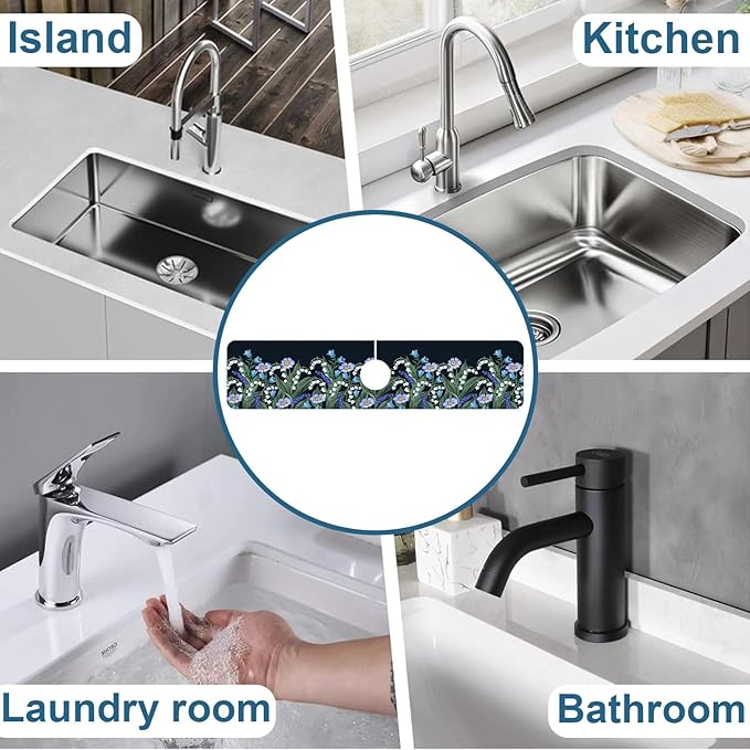 Blooming Lilies Sink Splash Guard Valley Lilies Flowers Faucet Absorbing Mat