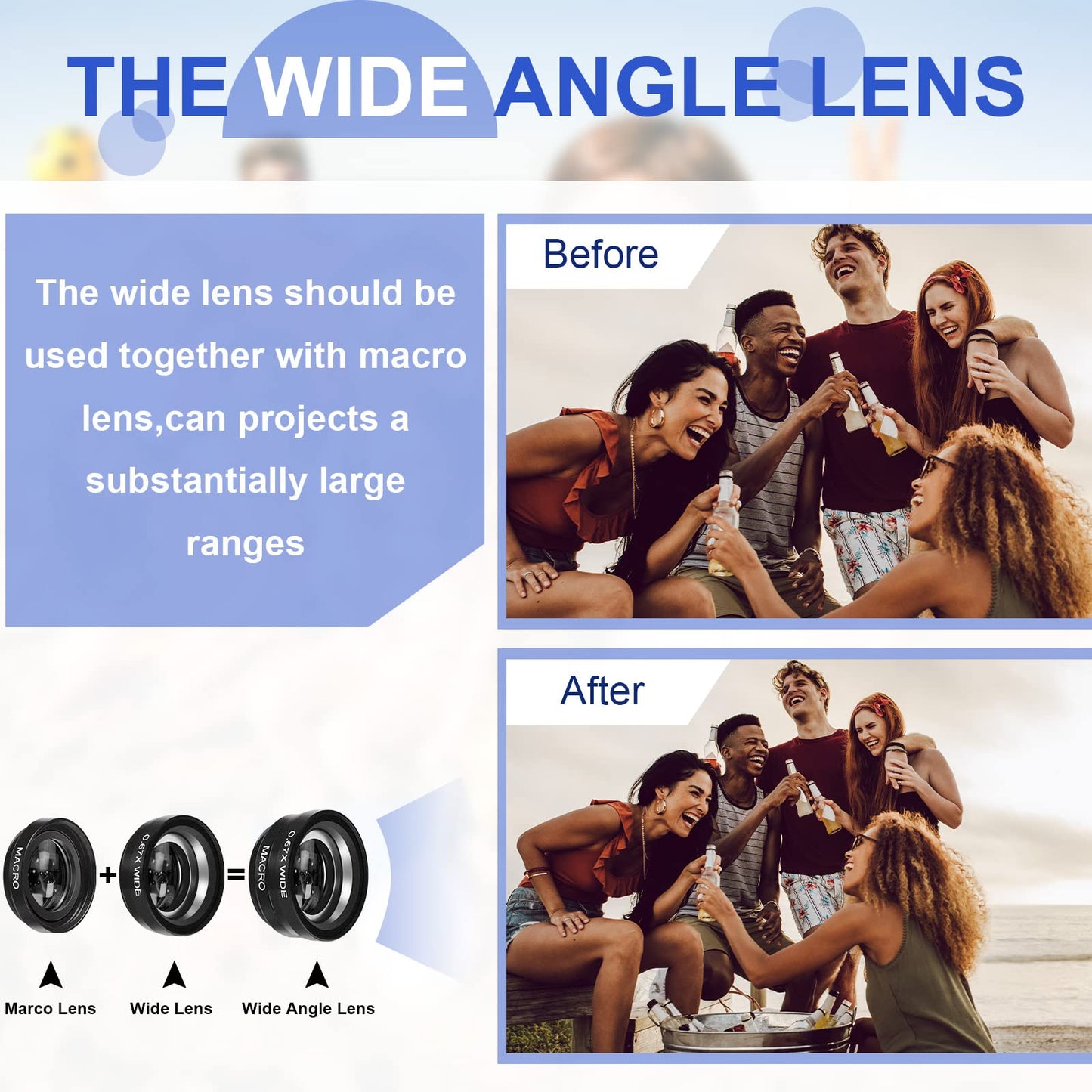 2 Pack Universal 3 in 1 Camera Lens Kit Phone Camera Shot Clip Fisheye Macro Wide Angle Lens Cell Phone Shot Attachments Compatible with Most Smartphones for Video, Live Show, Vlog