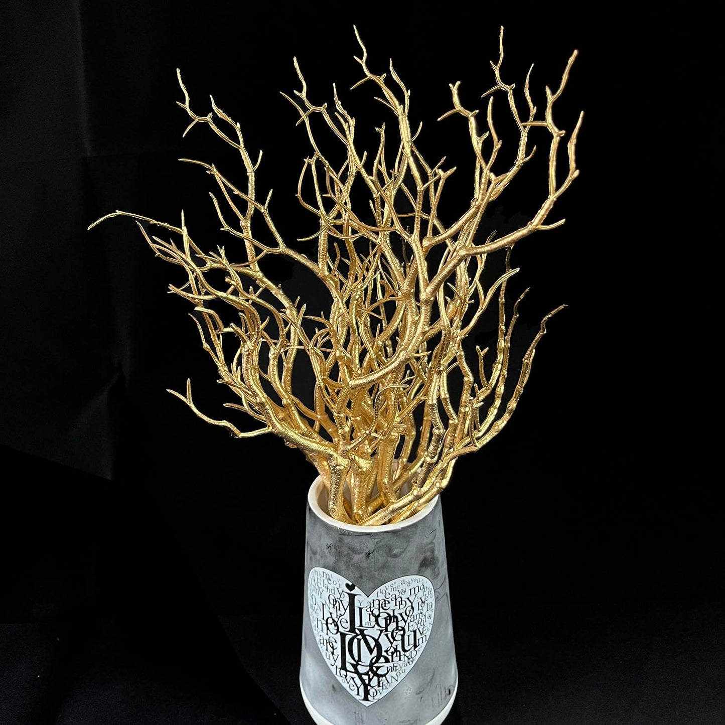 Threemonkys 13.8 inches Artificial Coral Branches Fake Antler Branches Small Branches for Home Decoration Flower Arrangement Wedding Christmas Halloween Festival (Golden10PCS)
