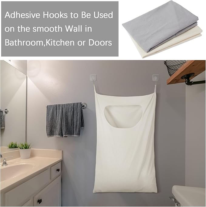2 Pcs Large Hanging Laundry Hamper Bag 28 x 35 in Over The Door Hamper Space