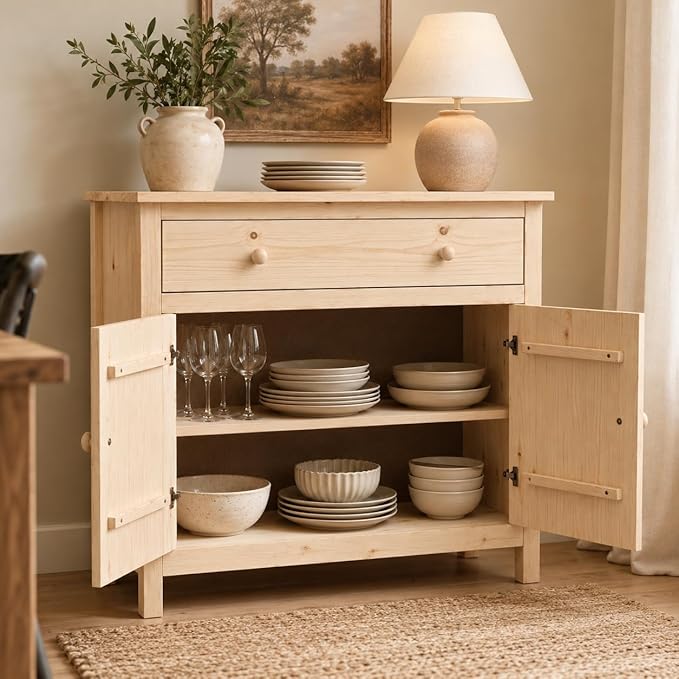 From the Tree Furniture 44" Wide Solid Pine Shaker Sideboard Buffet Cabinet — 2