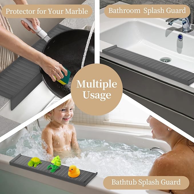 Sink Edge Protector with Suction Cup, Silicone Sink Splash Guard
