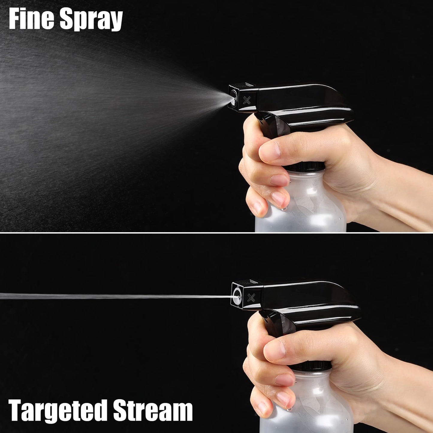 GearTrust Small Water Spray Bottle for Hair, Frosted Clear Plastic Small Squirt Bottle with Adjustable Mist/Stream, Refillable Empty Mister Spray Bottles for Hair, Plant, Cleaning, Pet, 10.1 oz /300ML