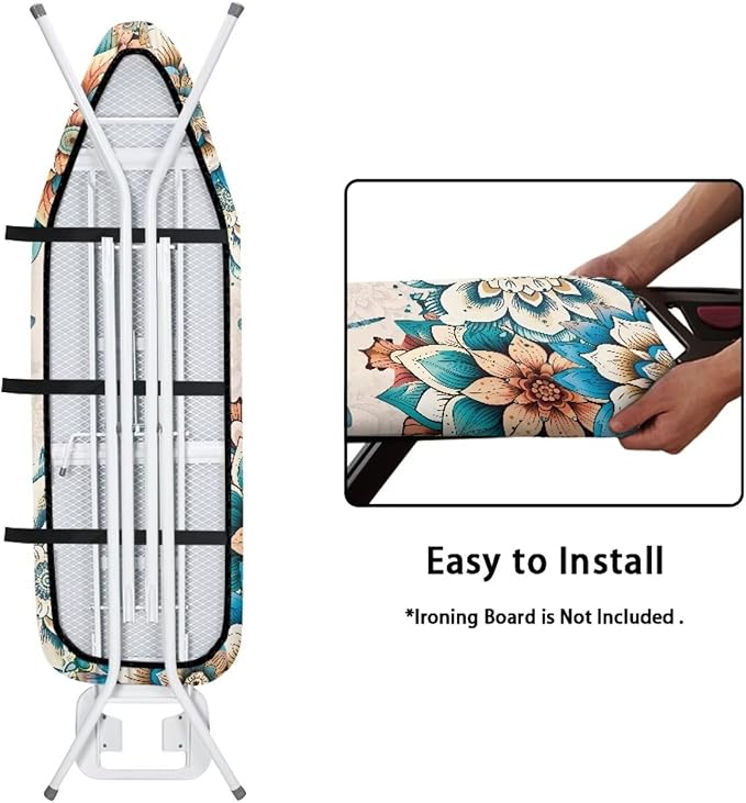 Ironing Board Cover, Standard Size 15x54, Butterfly Mandala Floral Print