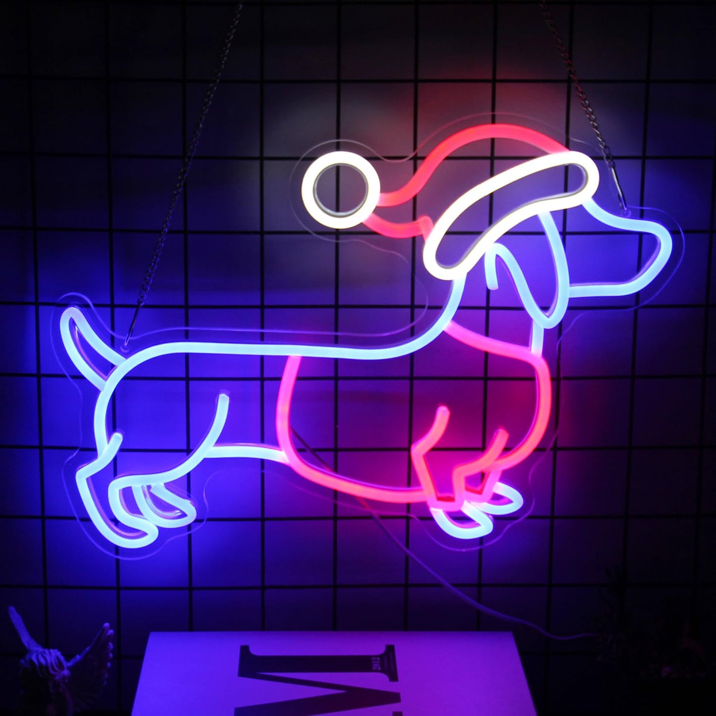 Dachshund Neon Sign Christmas Hat Neon LED Sign Weiner Dog Neon Lights for Bedroom Puppy LED Sign Animal Wall Art Cute Dog Neon Light Up Sign for Pet Shop Party Decor Christmas Gift