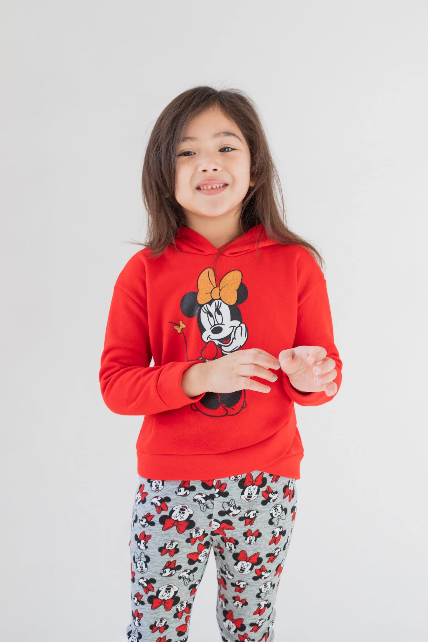 Disney Minnie Mouse Big Girls Fleece Hoodie and Leggings Outfit Set Red 14-16